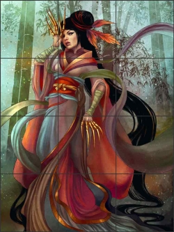 Asian Inspired 7 by Gracjana Zielinska Ceramic Tile Mural POV-GZA010