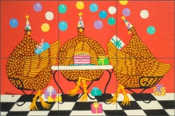 French Hen's Birthday by Pat Palermino Ceramic Tile Mural POV-PPA001