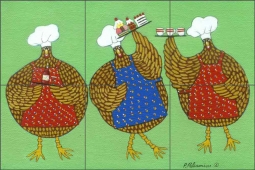 Chef Hens II by Pat Palermino Ceramic Tile Mural POV-PPA004