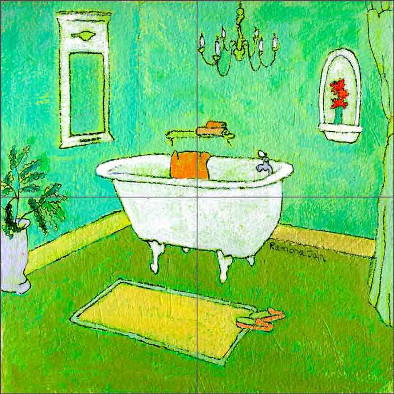 Lime Recline by Ramona Jan Ceramic Tile Mural POV-RJA028