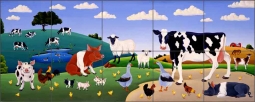 Farm Animals by Raul del Rio Ceramic Tile Mural POV-RR013