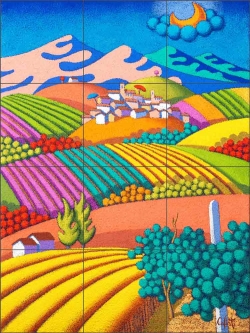 Wine Landscape II by Stefano Calisti Ceramic Tile Mural POV-SC009