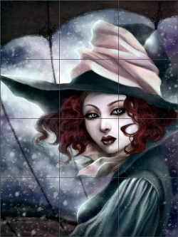 Moonlight Balloon by Gracjana Zielinska Ceramic Tile Mural POV-GZA014