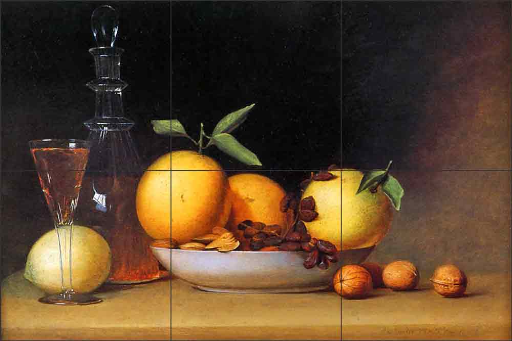 Still Life with Liqueur and Fruit by Raphaelle Peale Ceramic Tile Mural RP002