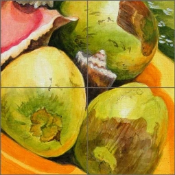 Coconuts by Evelyn Jenkins Drew Ceramic Tile Mural RW-EJD007