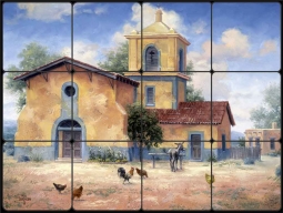 The Mission by Jack Sorenson Tumbled Marble Tile Mural RW-JS033