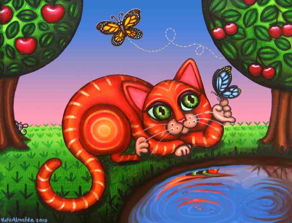 Cat in Reflection by Victoria de Almeida Accent & Decor Tile RW-VAA008AT