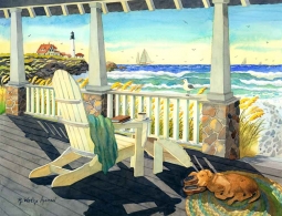 Morning Coffee at the Beach House by Robin Wethe Altman Accent & Decor Tile RWA007AT
