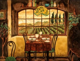 Romantic Dinner in Tuscany by Robin Wethe Altman Accent & Decor Tile RWA023AT