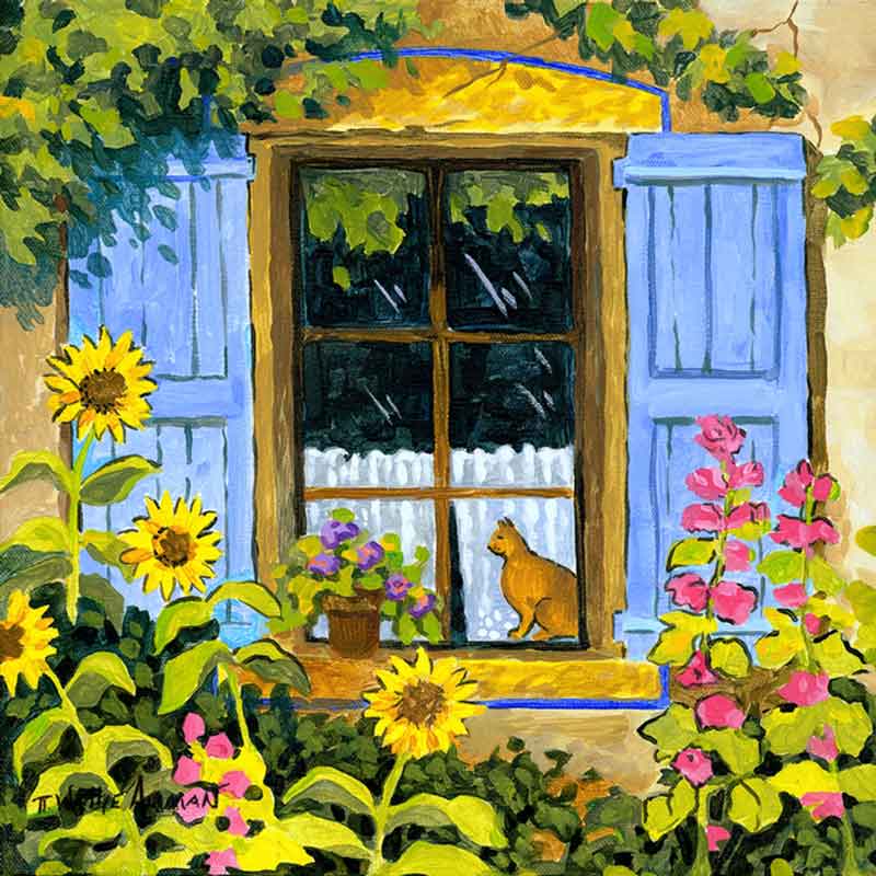 Cat in the Window by Robin Wethe Altman Accent & Decor Tile RWA062AT