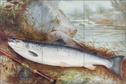 Trout by Samuel Kilbourne Ceramic Tile Mural SK003