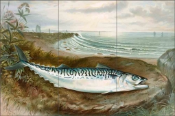 Mackerel by Samuel Kilbourne Ceramic Tile Mural SK004