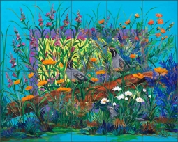 Desert Flowers 2 by Susan Libby Ceramic Tile Mural SLA094