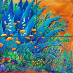 Sunset Agave by Susan Libby Ceramic Tile Mural SLA098