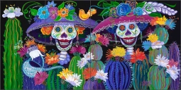 La Catrinas Garden by Susan Libby Ceramic Tile Mural SLA108