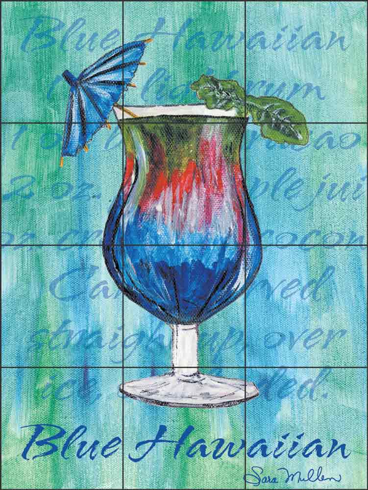 Blue Hawaiian by Sara Mullen Ceramic Tile Mural SM012