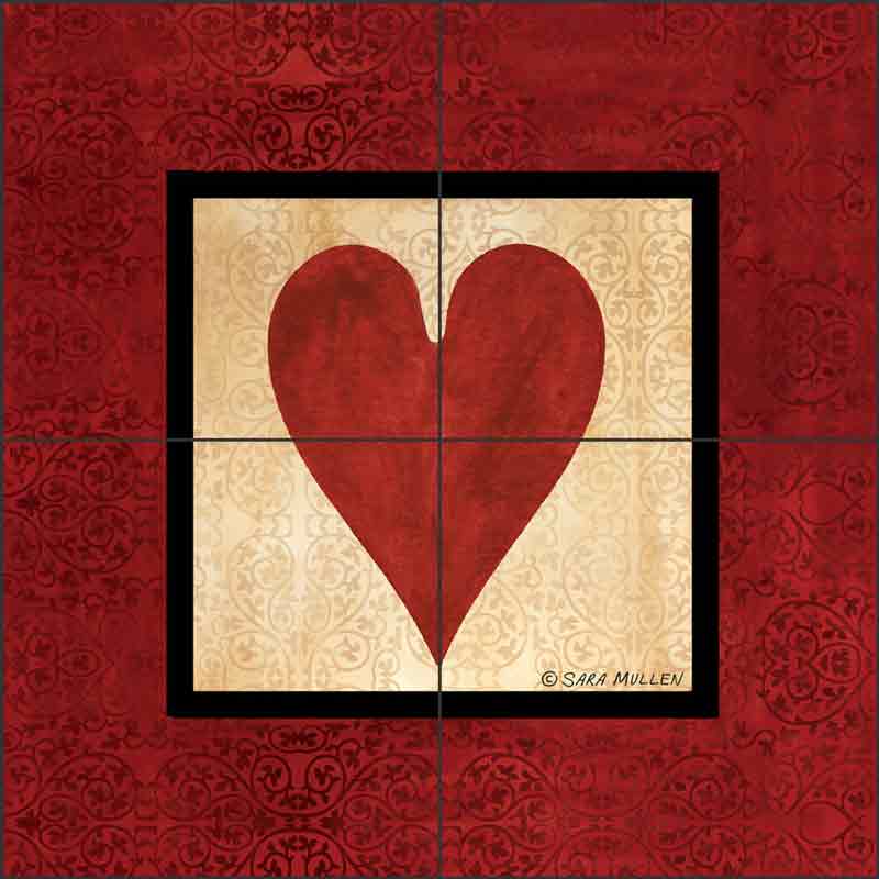 Heart by Sara Mullen Ceramic Tile Mural SM032