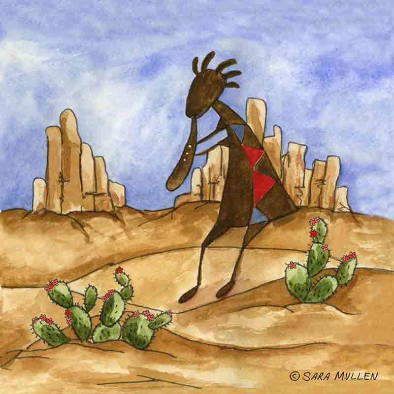 Kokopelli Sampler IV by Sara Mullen Accent & Decor Tile SM085AT