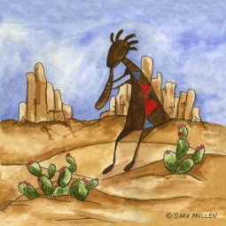Kokopelli Sampler IV by Sara Mullen Accent & Decor Tile SM085AT