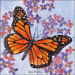 Butterfly Gathering I by Sara Mullen Ceramic Tile Mural SM123