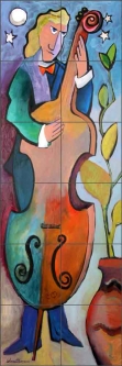 Bass Player by Warren Cullar Ceramic Tile Mural WC141