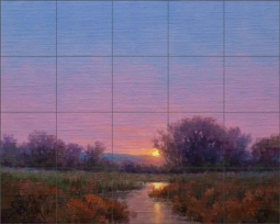 Contemplative Sunset by William Hagerman Ceramic Tile Mural WHA005
