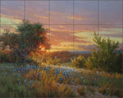 Hill Country Sunset by William Hagerman Ceramic Tile Mural WHA007