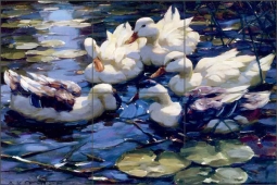 Five Ducks in a Pond by Willem Koekkoek Ceramic Tile Mural WK3004