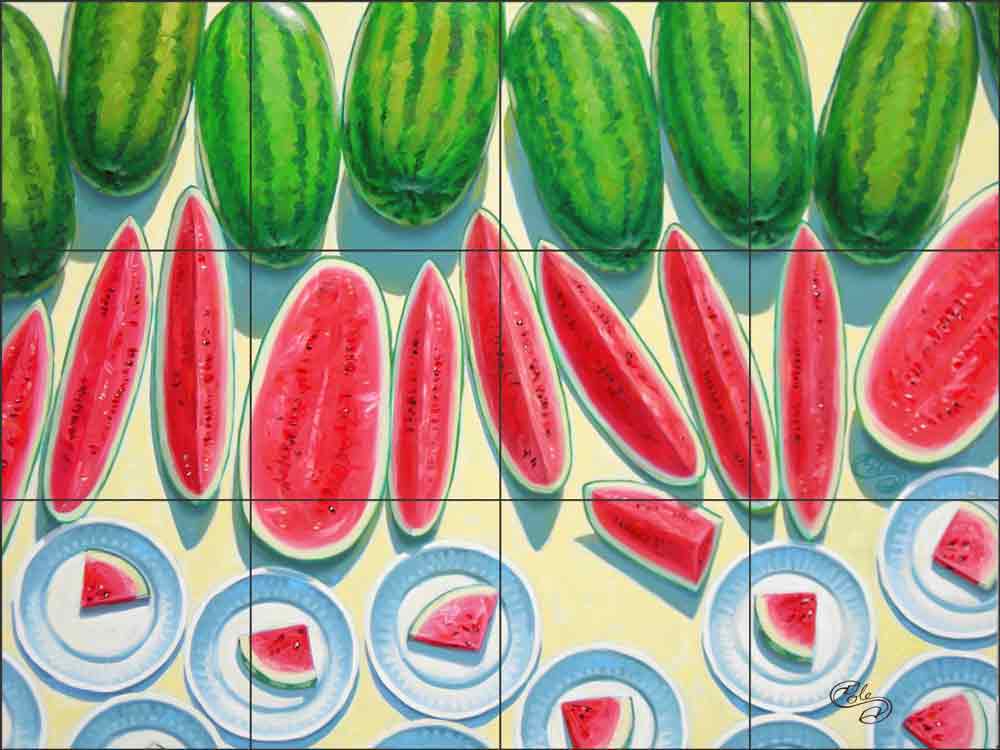 Study in Red and Green by Beaman Cole Ceramic Tile Mural BCA028