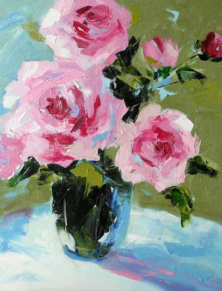 Roses with Blues by Bette Jaedicke Ceramic Tile Mural BJA031AT