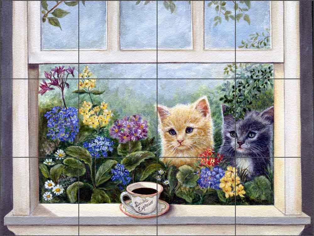 Double Espresso by Carolyn Paterson Glass Wall & Floor Tile Mural 24" x 18" - CPA010