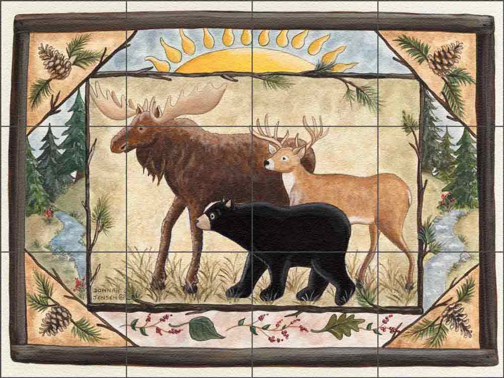 Friends of the Woods by Donna Jensen Glass Wall & Floor Tile Mural 24" x 18" - DJ018