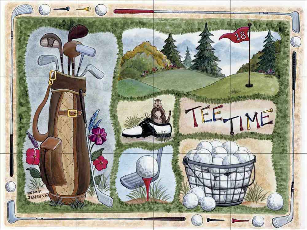 Tee Time by Donna Jensen Ceramic Tile Mural DJ032