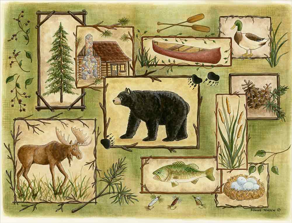 Woodland Sampler II by Donna Jensen Ceramic Accent Tile DJ039AT