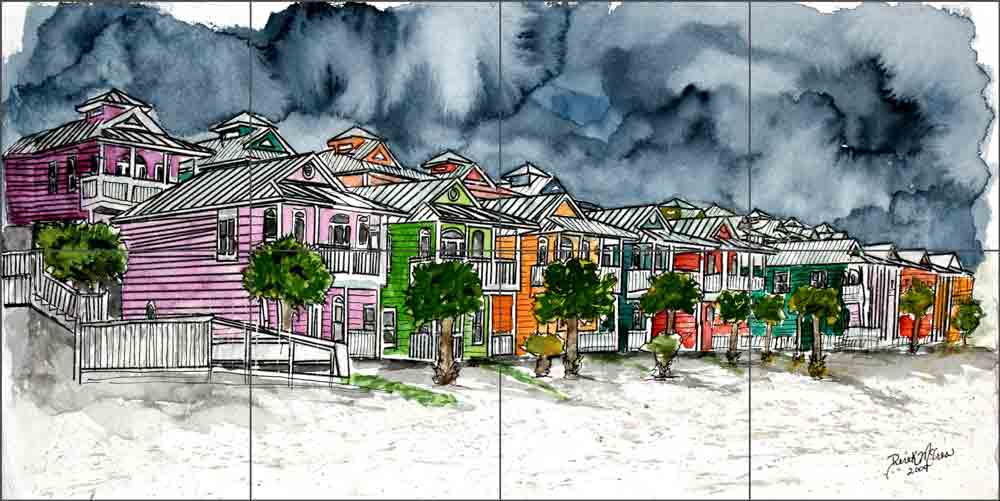 Beach Houses 2 by Derek McCrea Ceramic Tile Mural DMA068