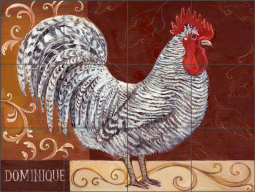 Rustic Rooster I by Theresa Kasun Ceramic Tile Mural EC-TK001