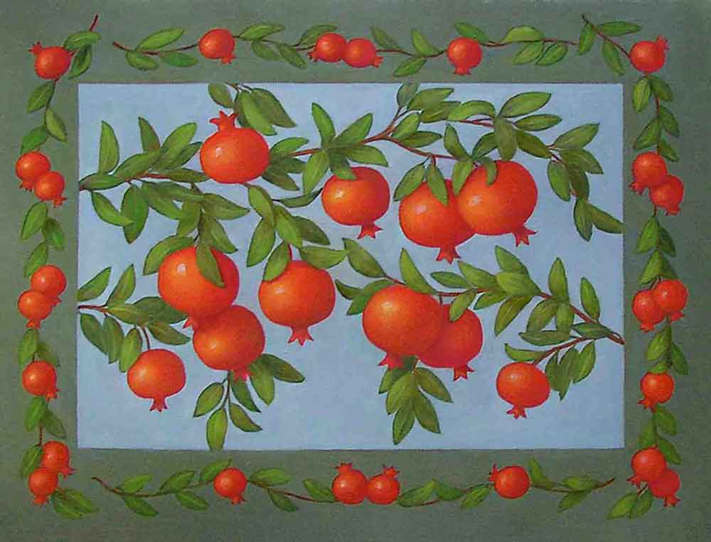 Pomegranates by Frances Poole Ceramic Accent & Decor Tile FPA027AT