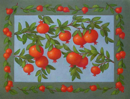 Pomegranates by Frances Poole Ceramic Accent & Decor Tile FPA027AT