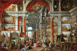 Picture Gallery with Views of Modern Rome by Giovanni Paolo Paninni Ceramic Tile Mural GPP004