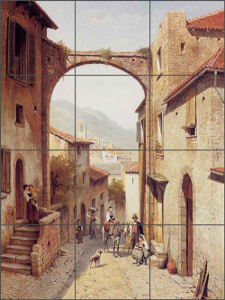 Rue a Narni, Italy by Jacques Carabain Ceramic Tile Mural JC3001