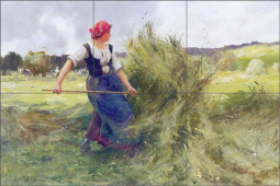 Haymaking by Julien Dupre Ceramic Tile Mural JD006