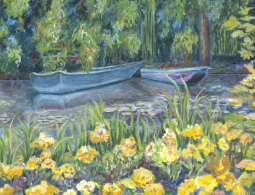 Monet Blue Boats by Joanne Morris Margosian Ceramic Accent & Decor Tile JM014AT