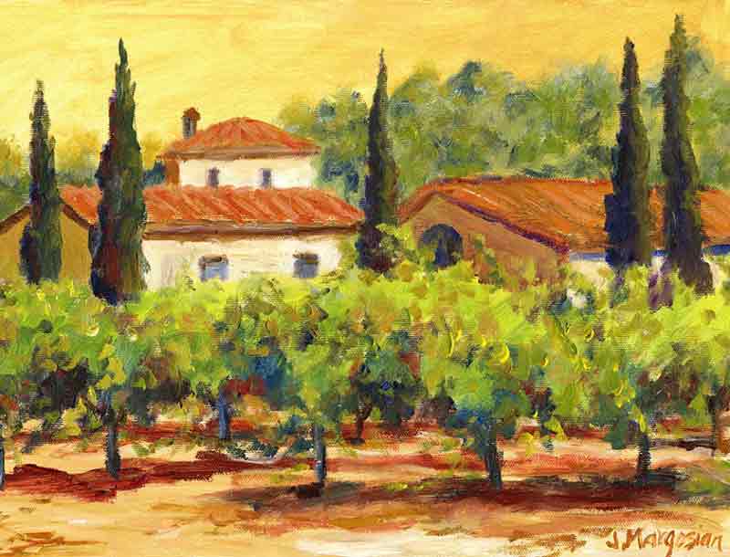 Tuscan Villa and Vineyard by Joanne Morris Margosian Ceramic Accent & Decor Tile JM035AT