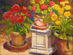 Flower Pots by Joanne Morris Margosian Ceramic Tile Mural JM039