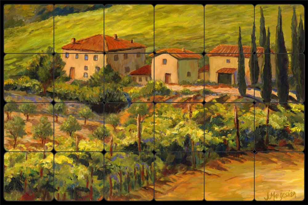 Tuscan Villa by Joanne Morris Margosian Tumbled Stone Tile Mural 24" x 16" - JM071