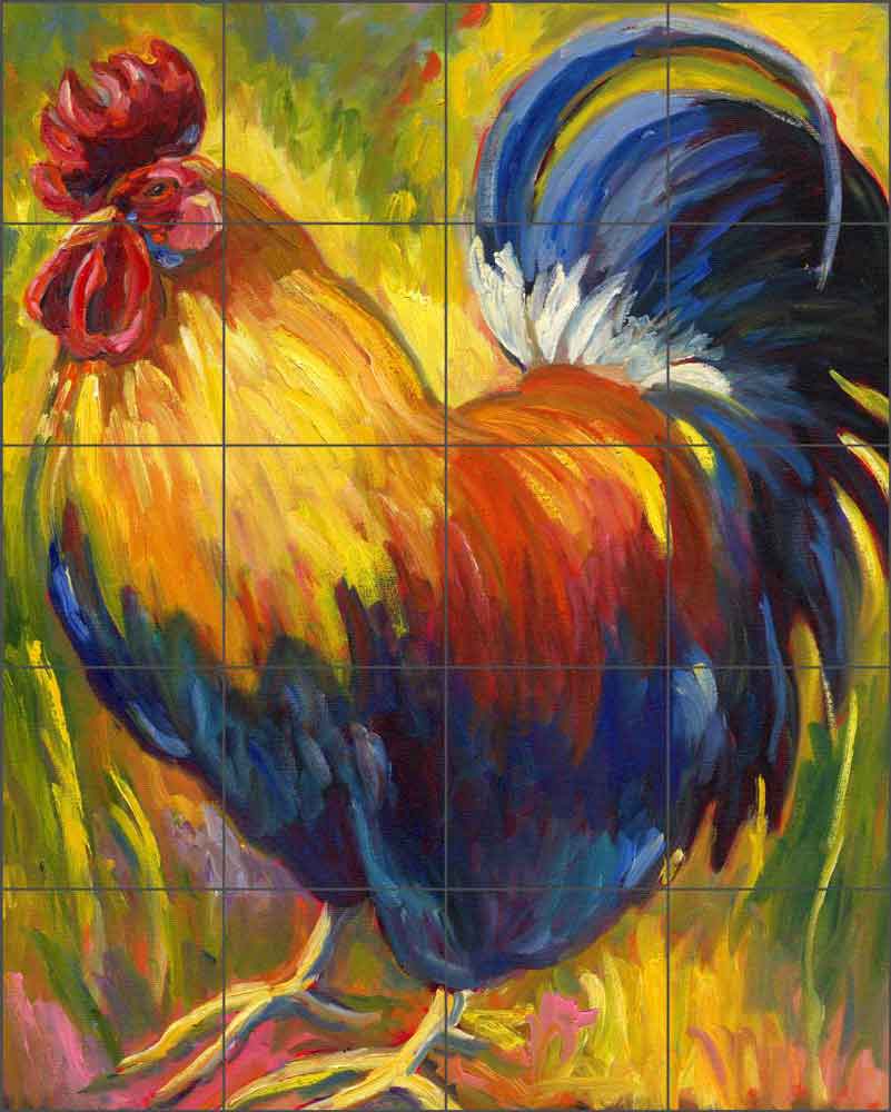 Rooster II by Joanne Morris Margosian Ceramic Tile Mural JM085
