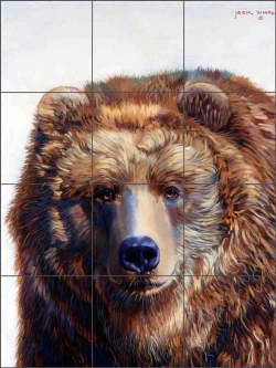 Grizzly Bear by Jack White Ceramic Tile Mural JWA007