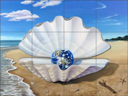 Mother of Pearl by Kurt Burmann Ceramic Tile Mural KB014