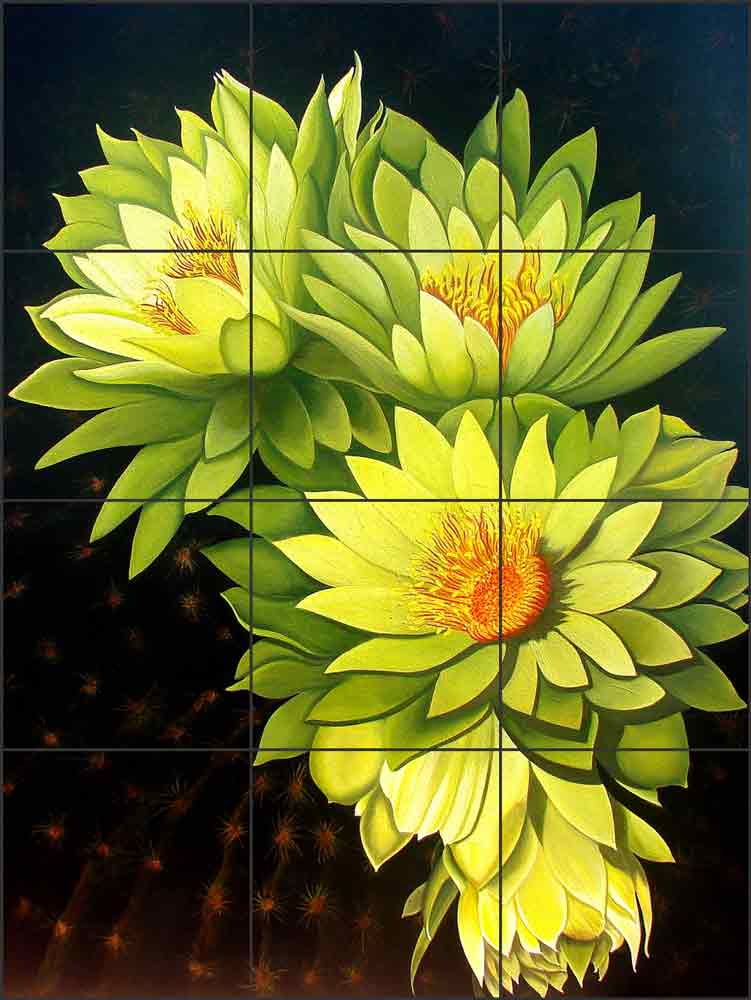 Divine Cacti by Micheline Hadjis Ceramic Tile Mural MHA031