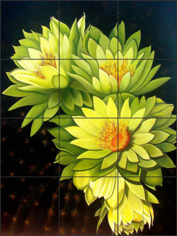 Divine Cacti by Micheline Hadjis Ceramic Tile Mural MHA031